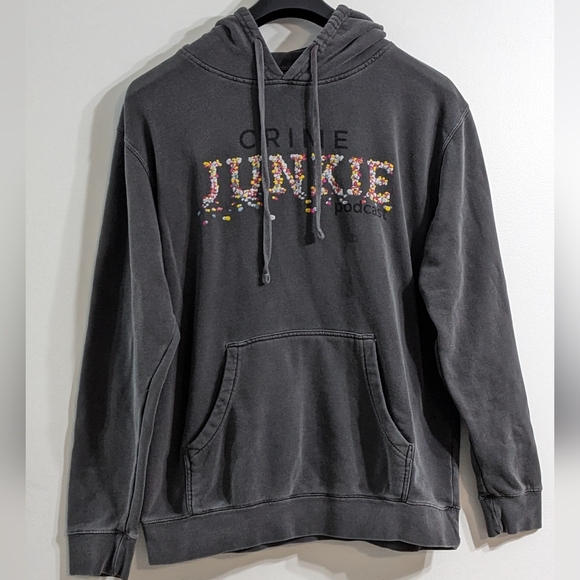 Crime Junkie Podcast Pill Logo Pullover Hoodie Sweatshirt, Size Large - Picture 1 of 7